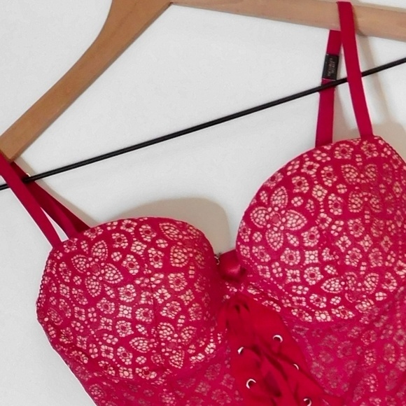 NWT!! VICTORIA’S SECRET Padded Demi-Buste Cousinne Longline Lace Bra 32D - Picture 5 of 16